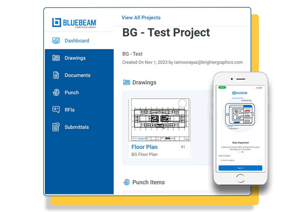 Bluebeam Cloud on the web or iOS