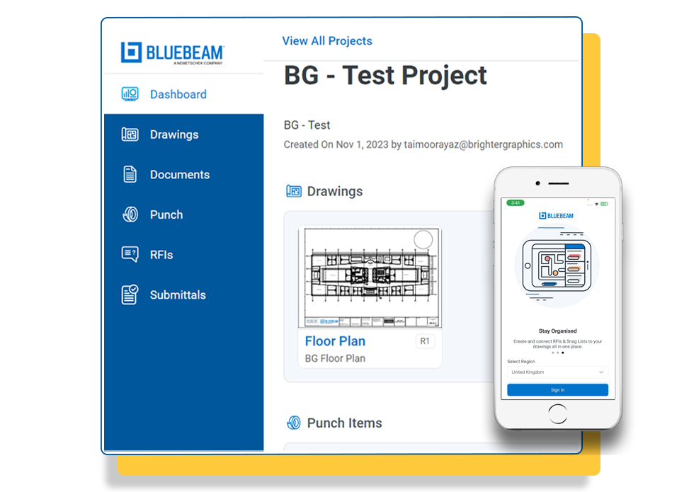 Bluebeam Work Flows, Bluebeam Cloud Web, IOS