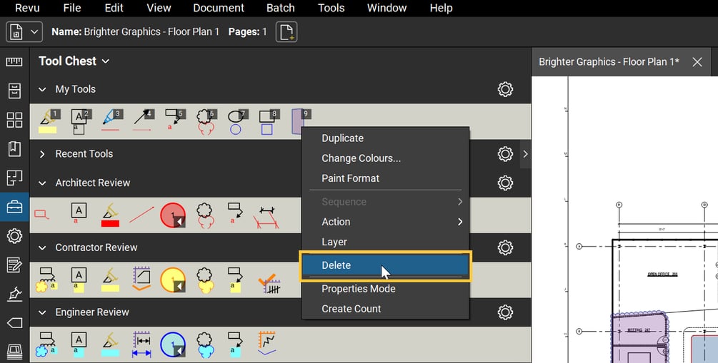 How to Use the Tool Chest in Bluebeam Revu 21